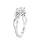 Round Lab Grown Diamond Side Stone Engagement Ring