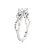 Round Lab Grown Diamond Side Stone Engagement Ring