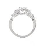 Round Lab Grown Diamond Side Stone Engagement Ring