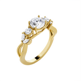 Round Lab Grown Diamond Side Stone Engagement Ring