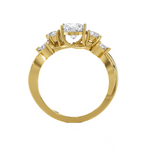 Round Lab Grown Diamond Side Stone Engagement Ring