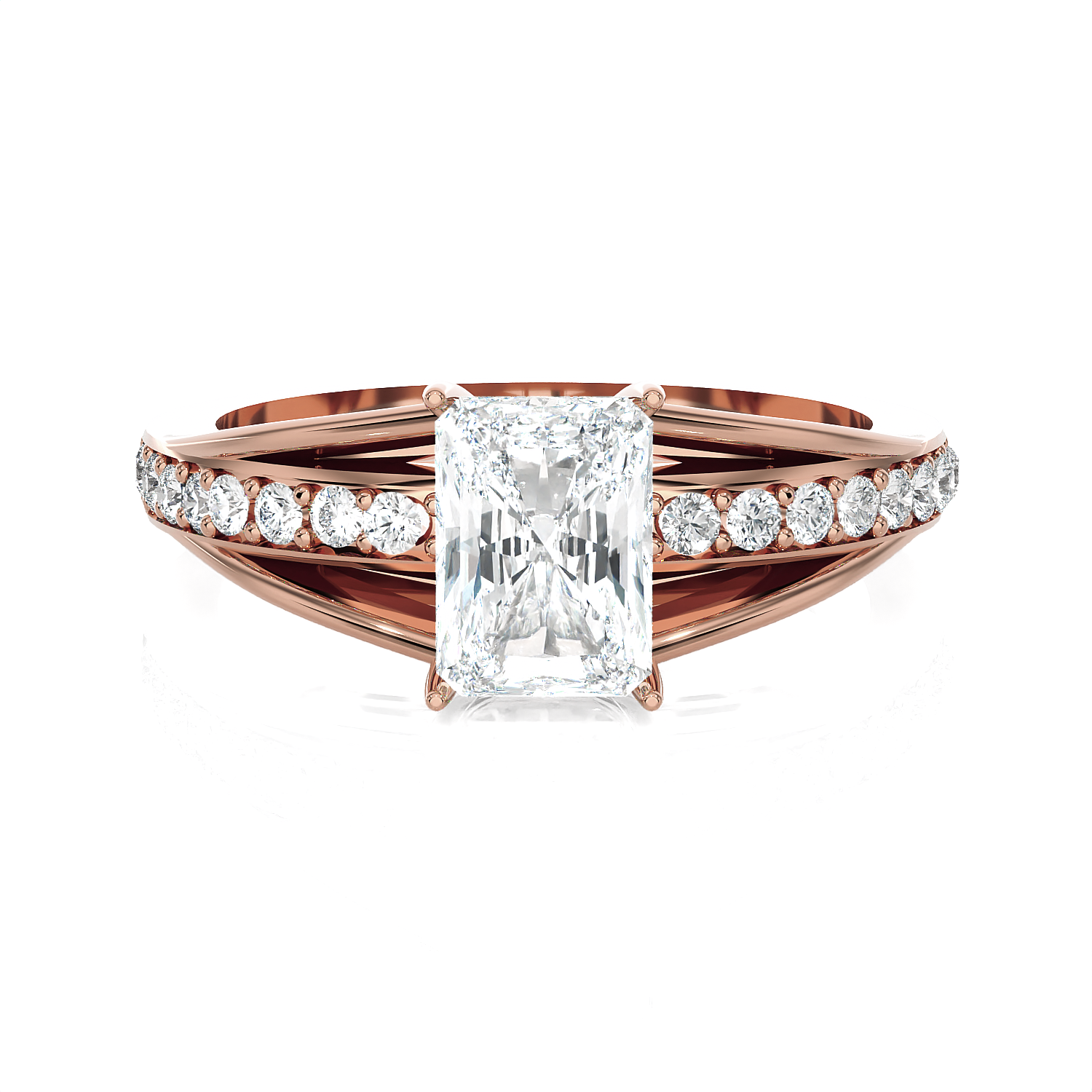 Emerald cut lab grown diamond side?stone?ring