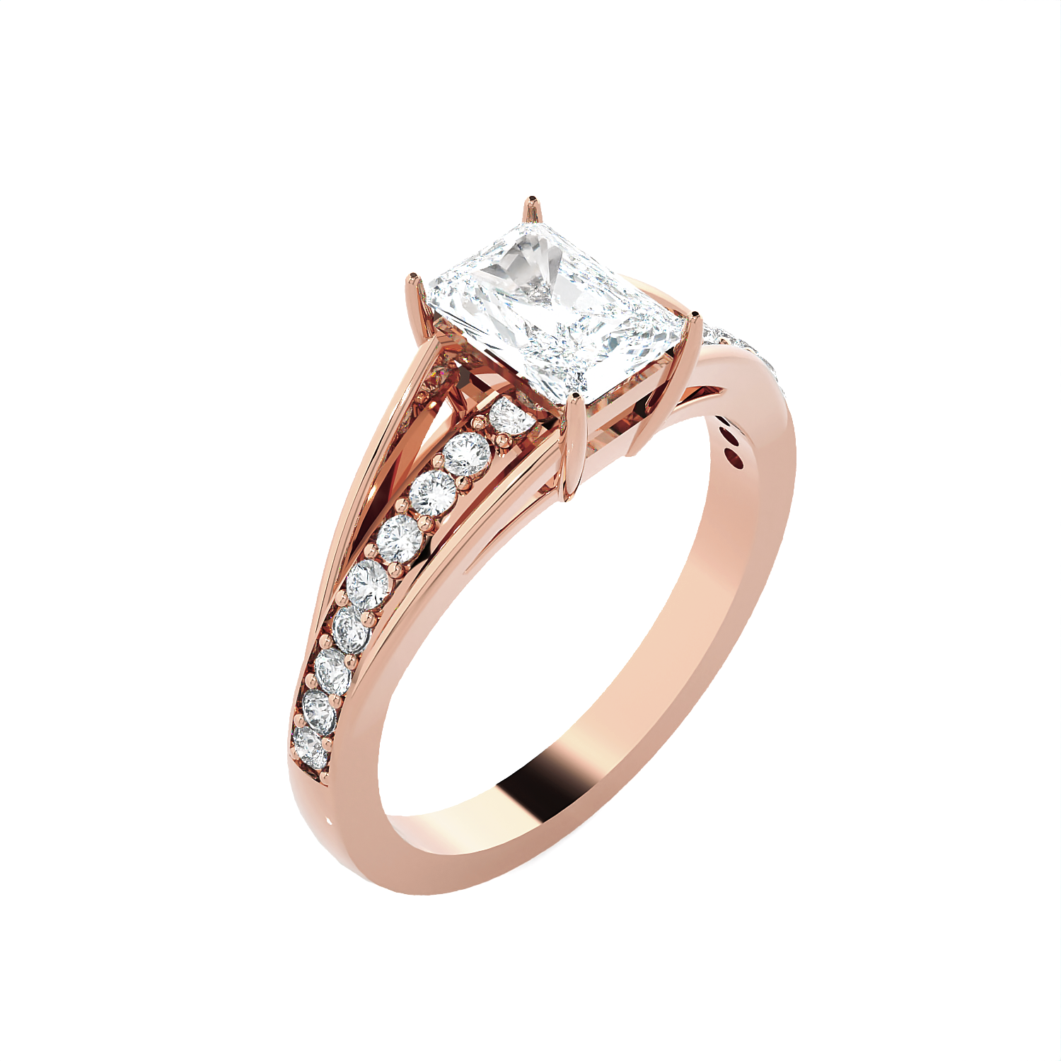 Emerald cut lab grown diamond side?stone?ring