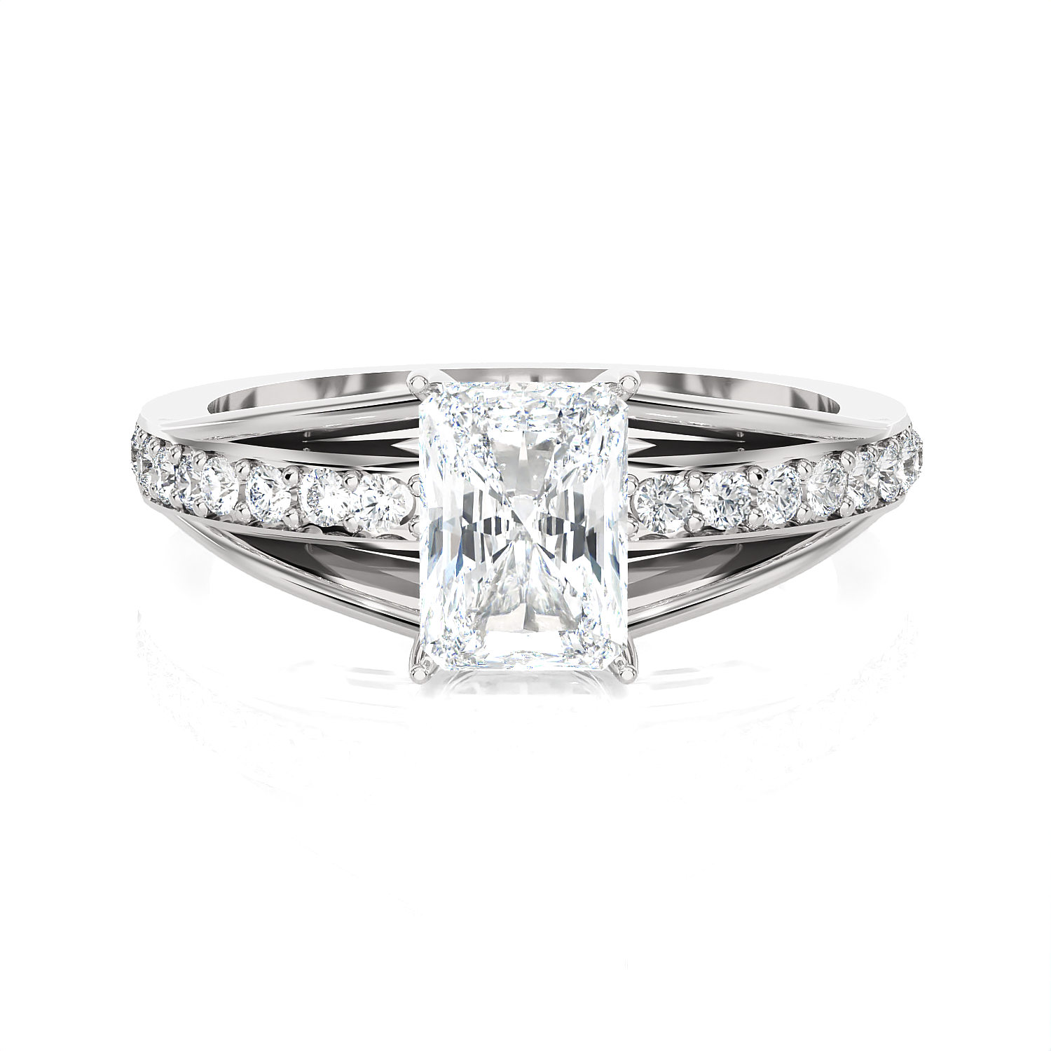 Emerald cut lab grown diamond side?stone?ring