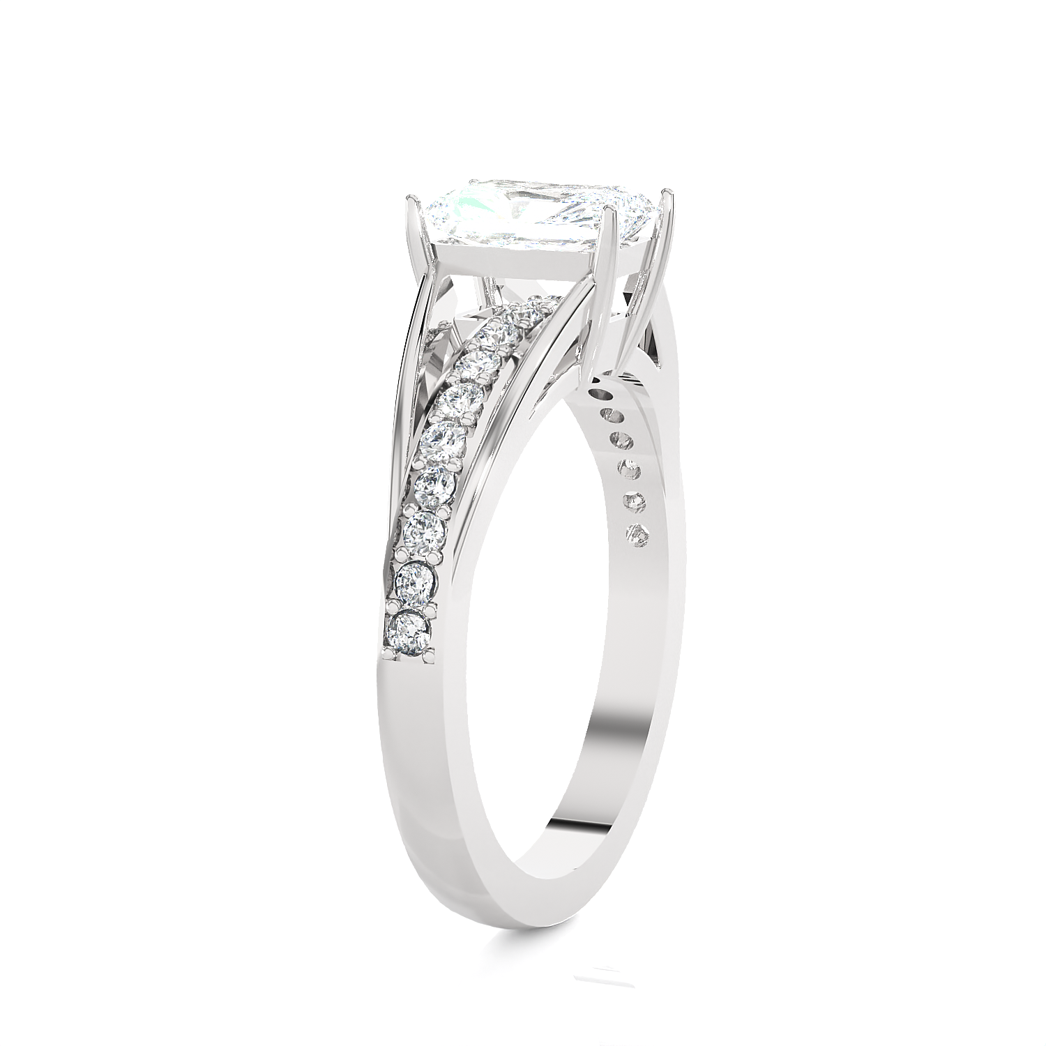 Emerald cut lab grown diamond side?stone?ring