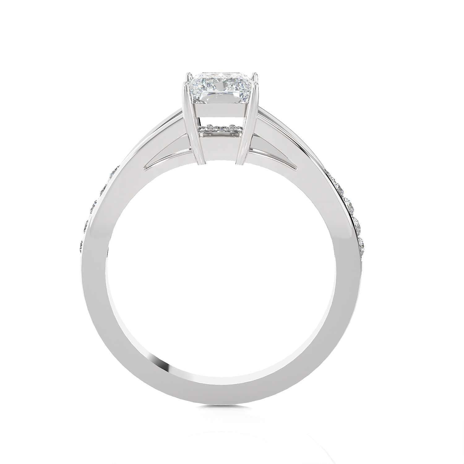 Emerald cut lab grown diamond side?stone?ring