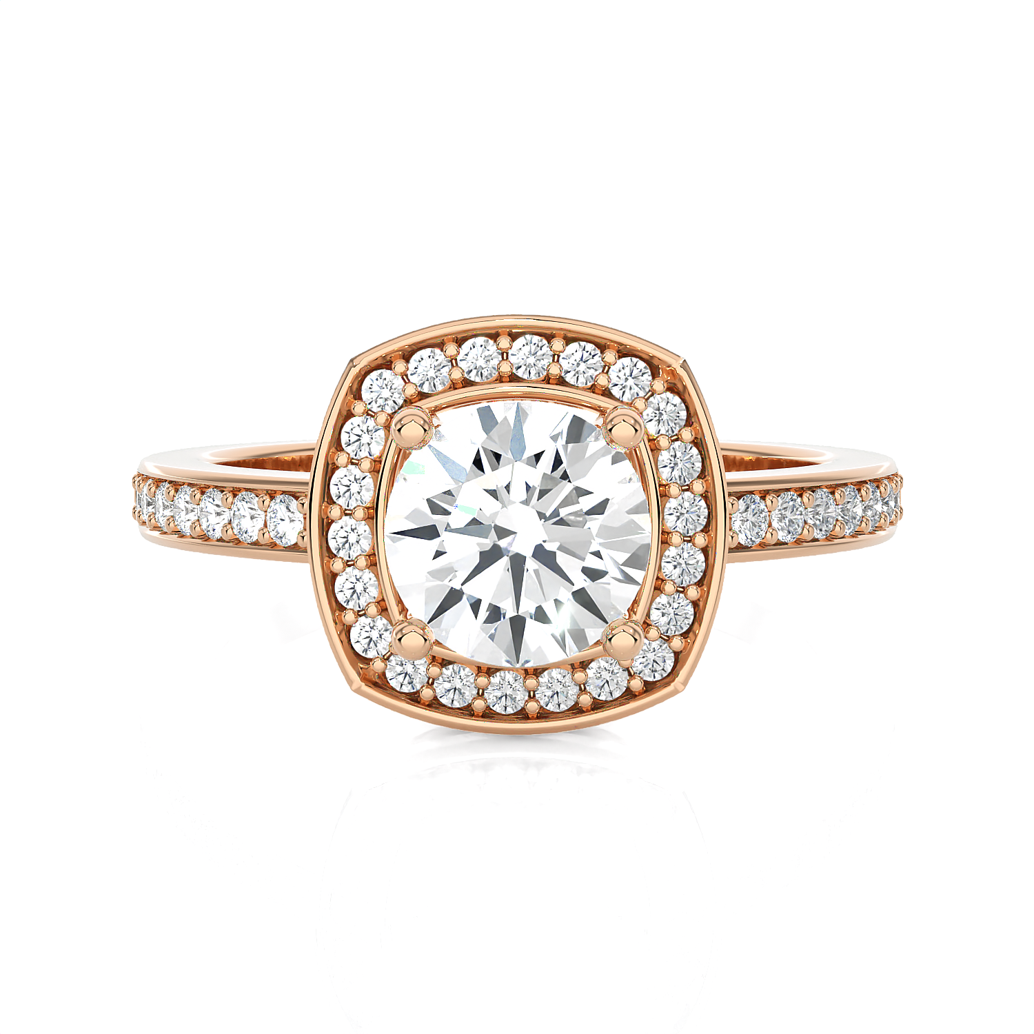 Round Lab Grown Diamond Halo Engagement Ring