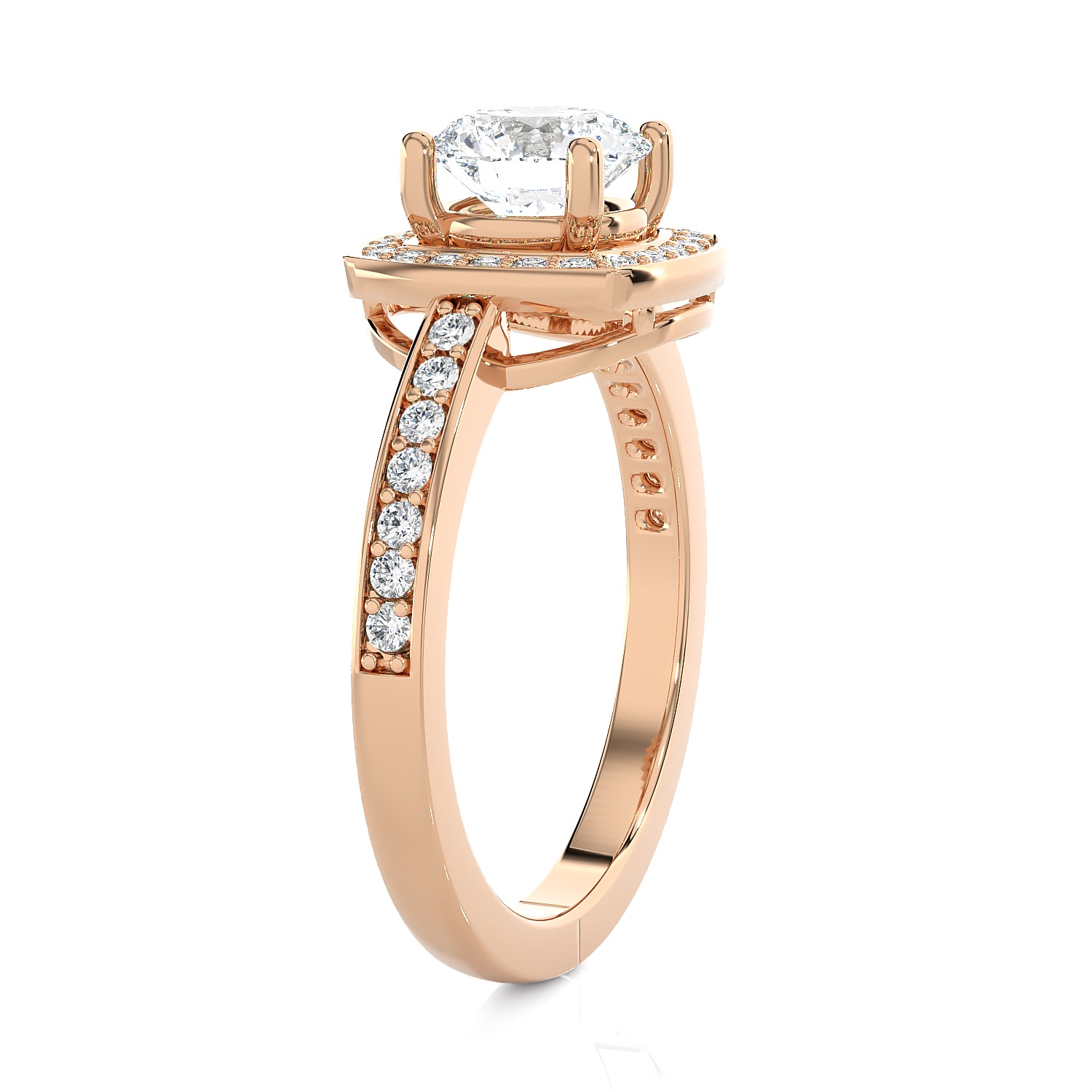 Round Lab Grown Diamond Halo Engagement Ring