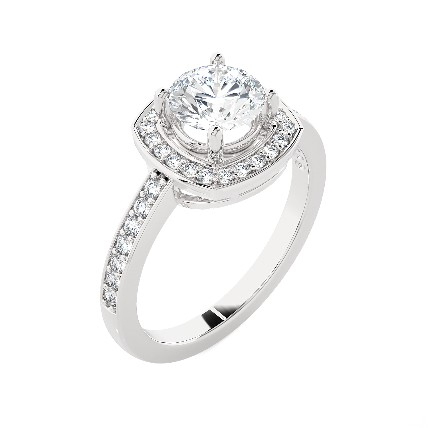 Round Lab Grown Diamond Halo Engagement Ring