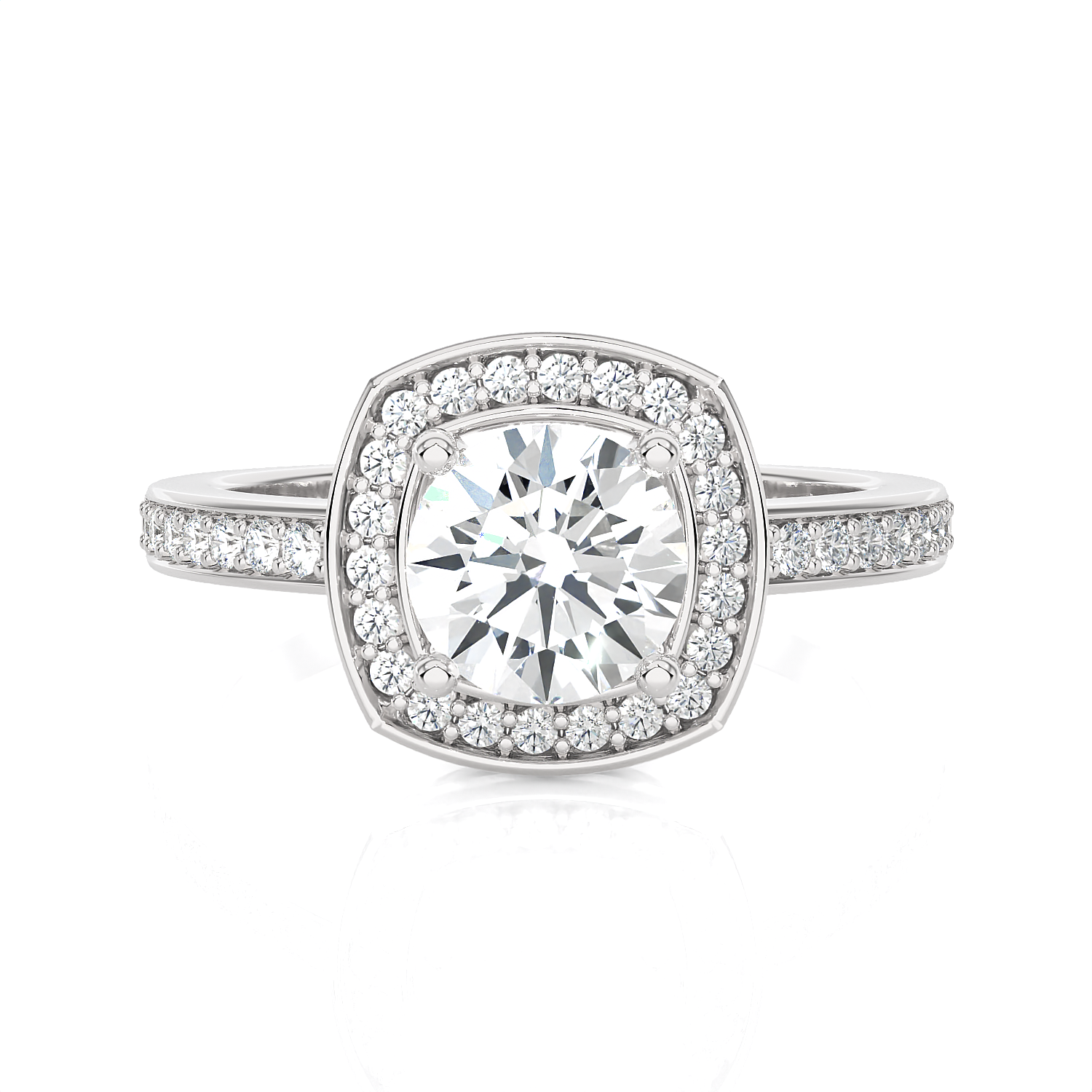 Round Lab Grown Diamond Halo Engagement Ring