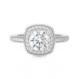 Round Lab Grown Diamond Halo Engagement Ring