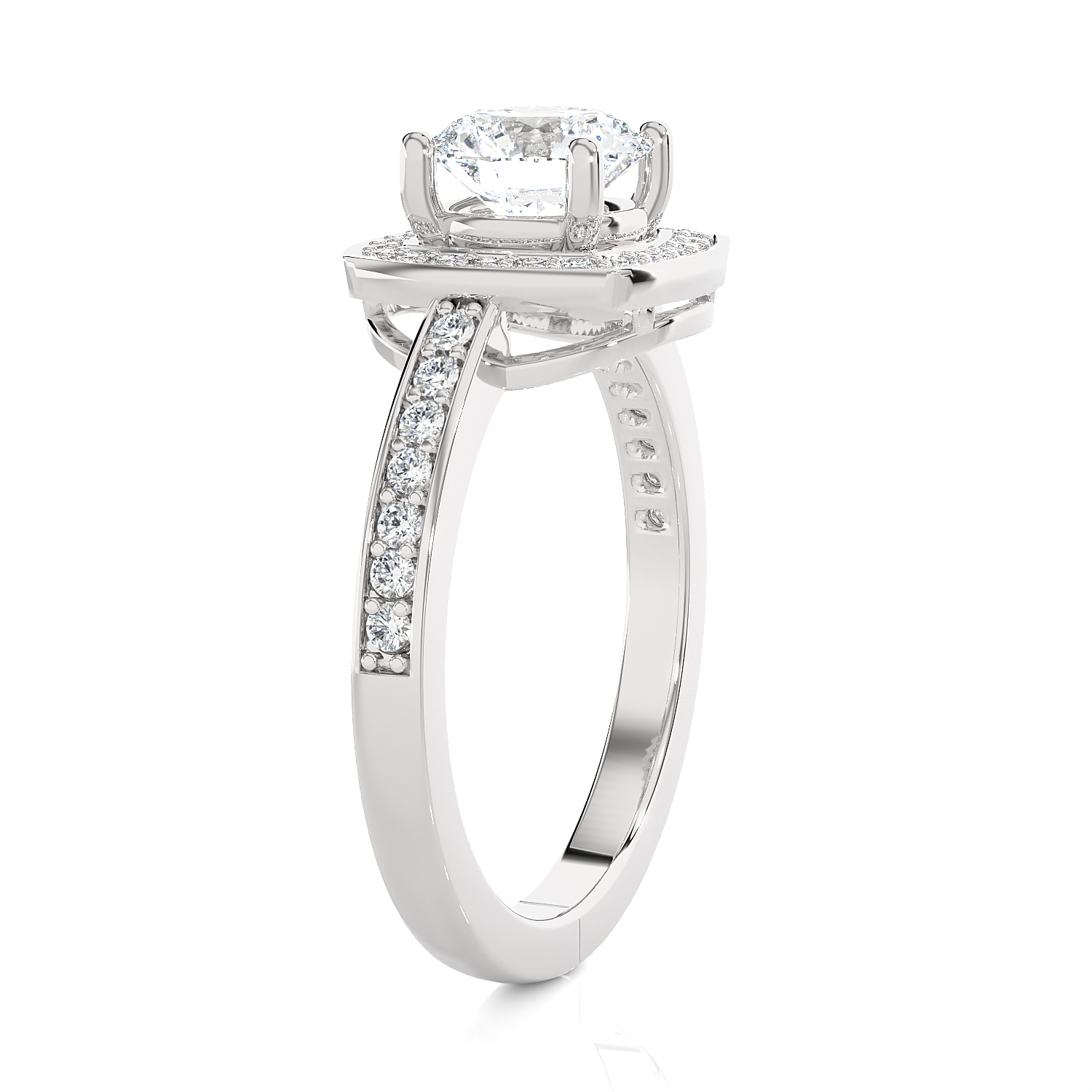 Round Lab Grown Diamond Halo Engagement Ring