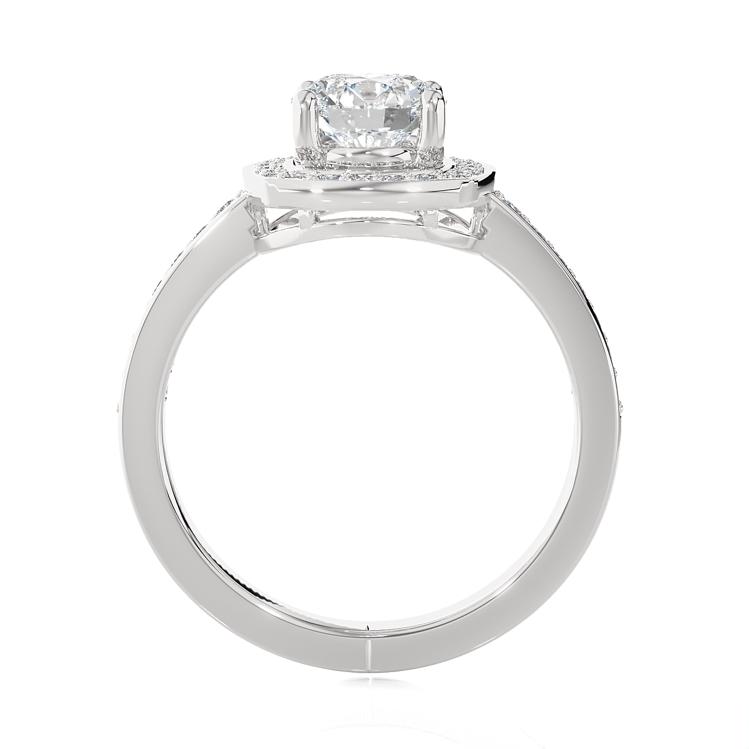Round Lab Grown Diamond Halo Engagement Ring