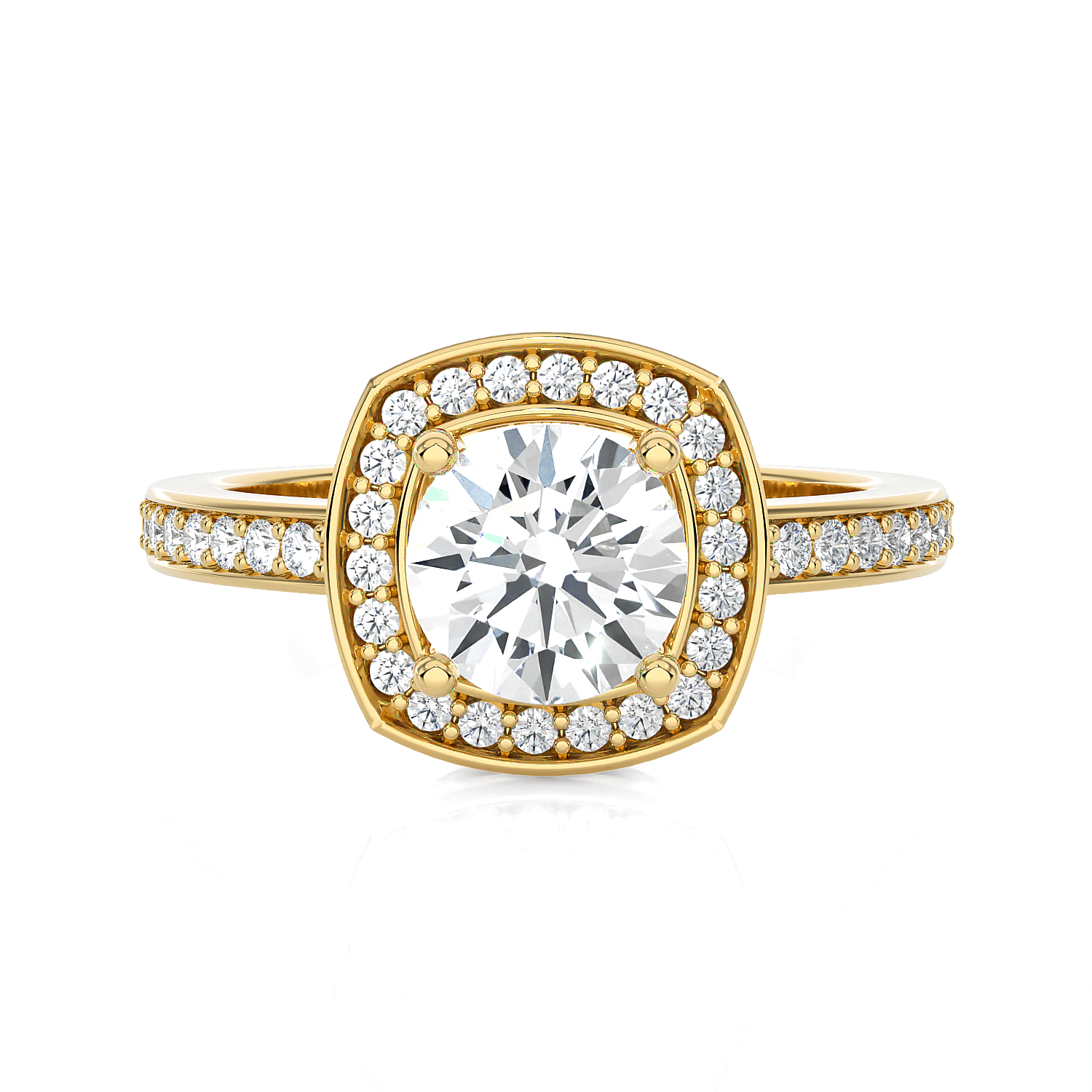 Round Lab Grown Diamond Halo Engagement Ring
