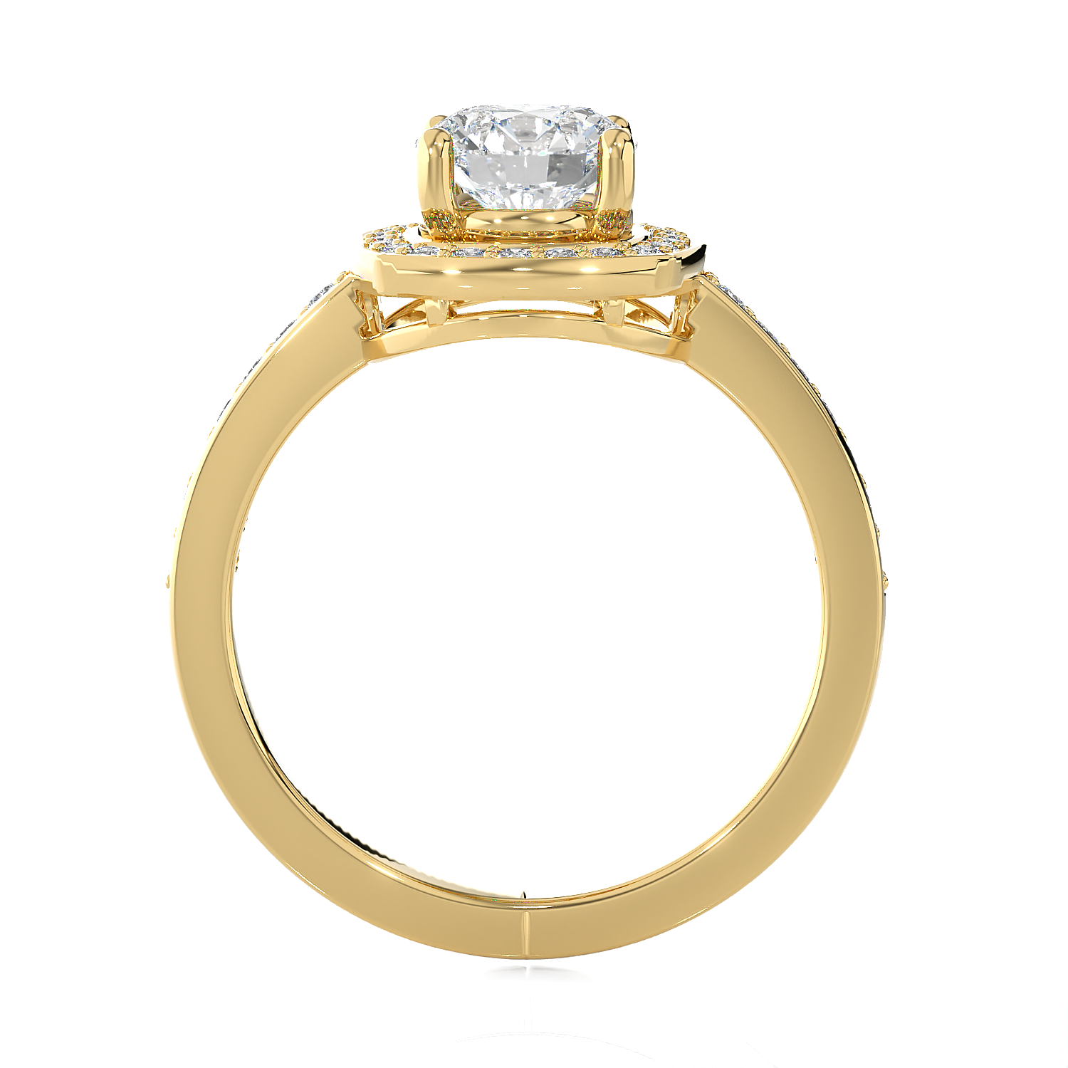 Round Lab Grown Diamond Halo Engagement Ring