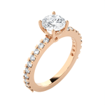 Round Lab Grown Diamond Side Stone Engagement Ring