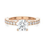Round Lab Grown Diamond Side Stone Engagement Ring