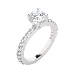Round Lab Grown Diamond Side Stone Engagement Ring