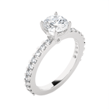 Round Lab Grown Diamond Side Stone Engagement Ring