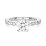 Round Lab Grown Diamond Side Stone Engagement Ring
