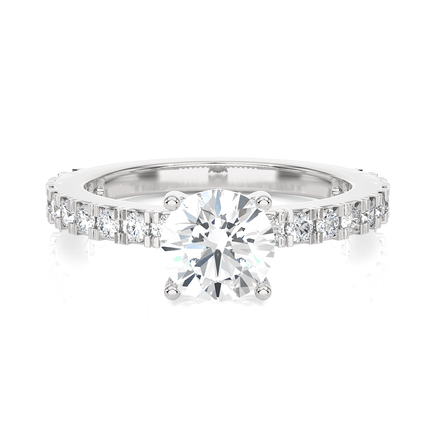 Round Lab Grown Diamond Side Stone Engagement Ring