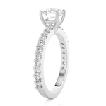 Round Lab Grown Diamond Side Stone Engagement Ring