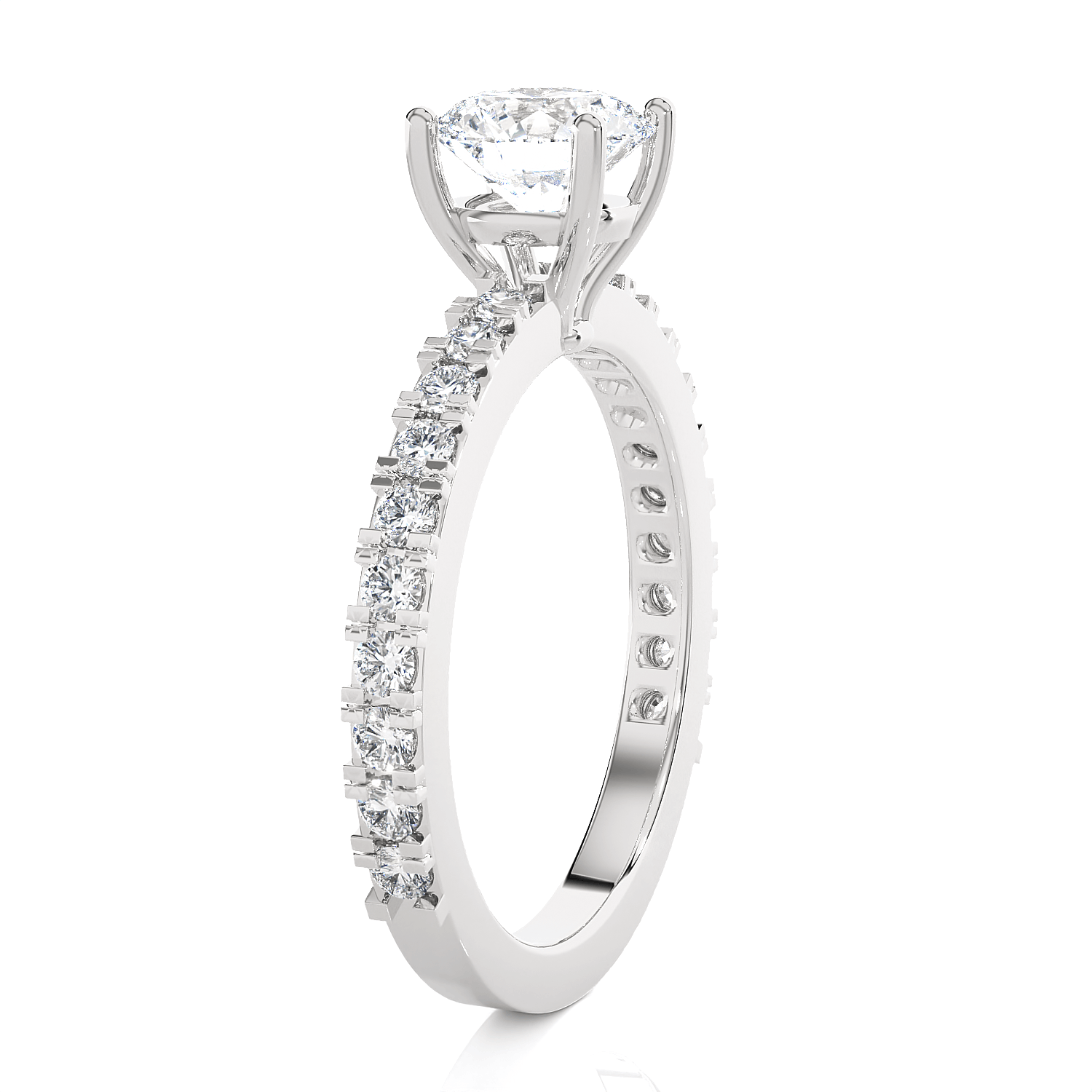 Round Lab Grown Diamond Side Stone Engagement Ring