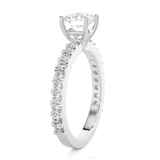 Round Lab Grown Diamond Side Stone Engagement Ring