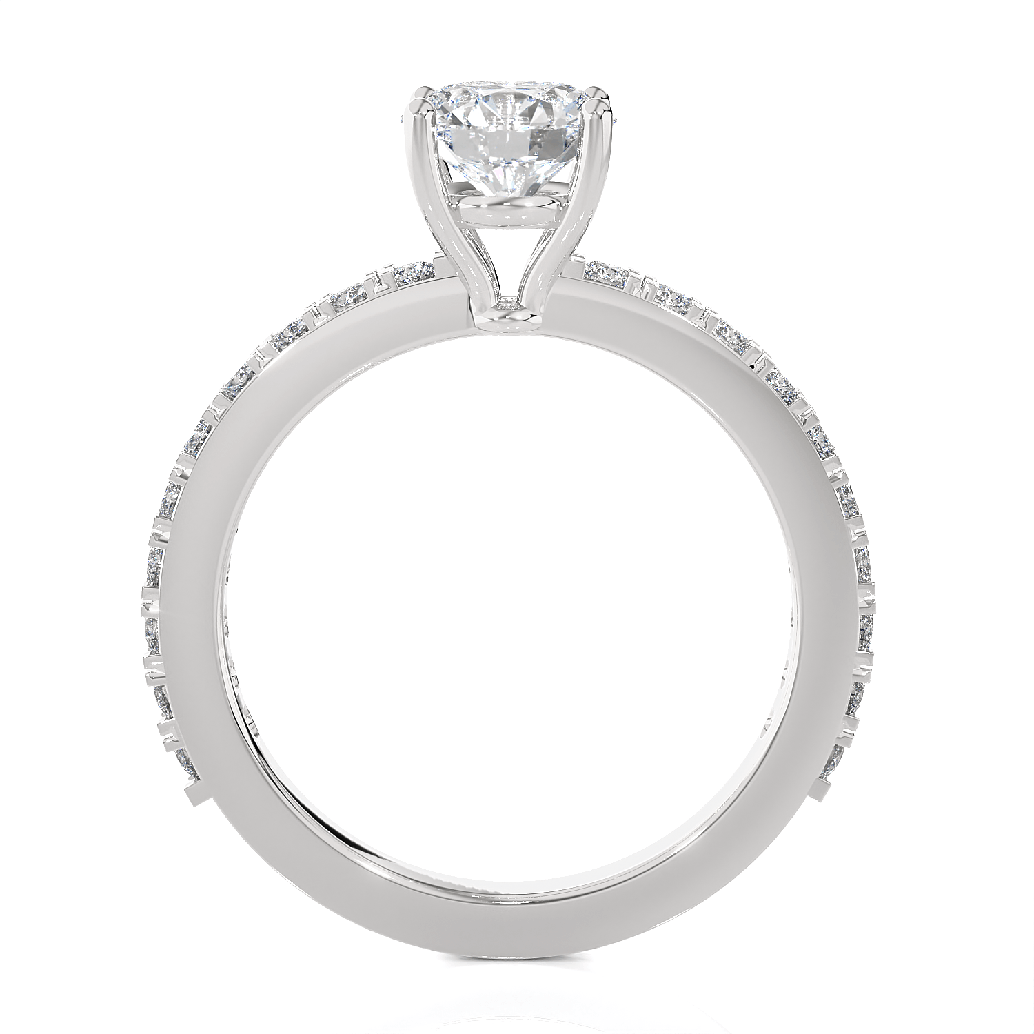 Round Lab Grown Diamond Side Stone Engagement Ring