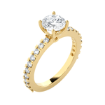 Round Lab Grown Diamond Side Stone Engagement Ring