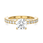 Round Lab Grown Diamond Side Stone Engagement Ring