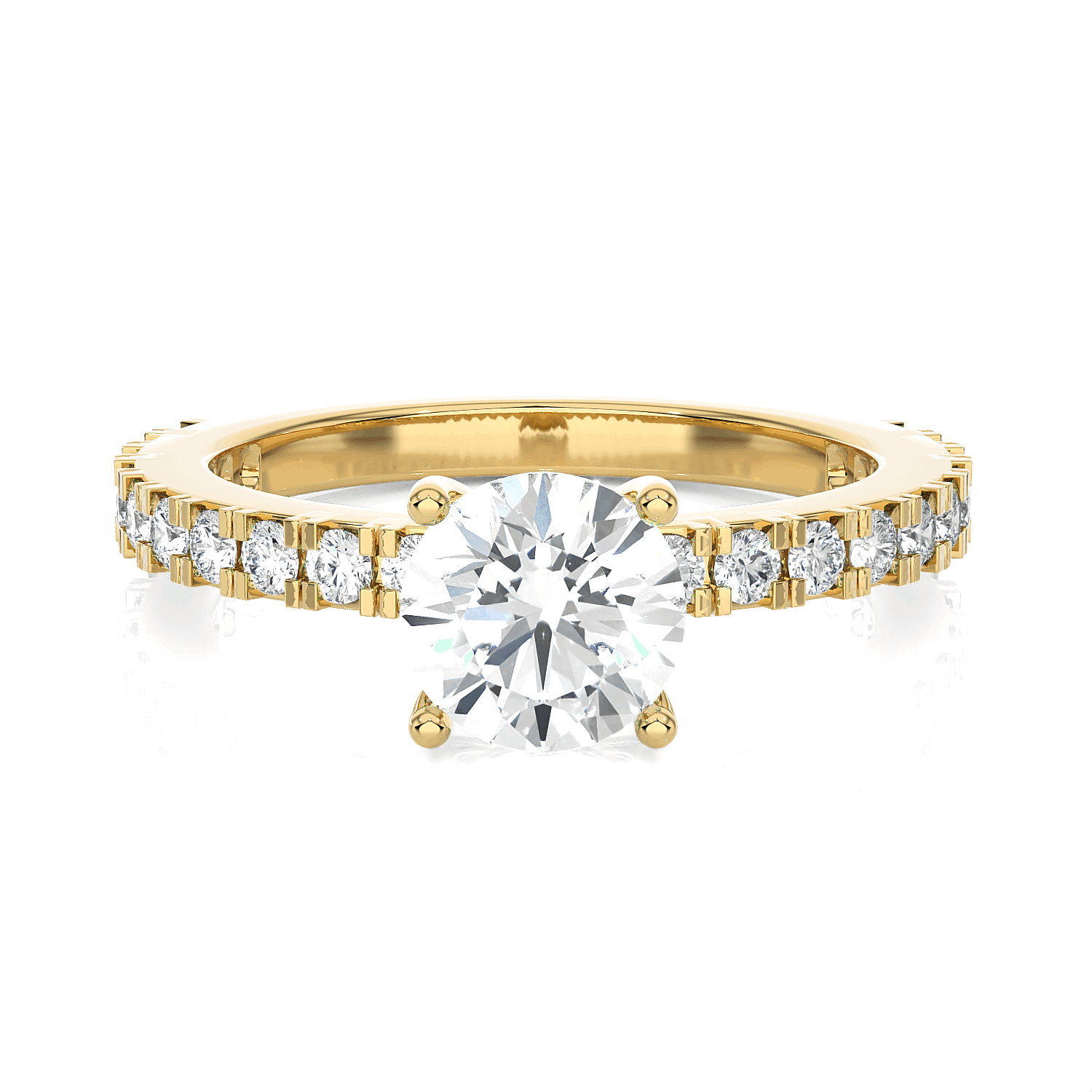 Round Lab Grown Diamond Side Stone Engagement Ring