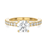 Round Lab Grown Diamond Side Stone Engagement Ring