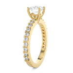 Round Lab Grown Diamond Side Stone Engagement Ring