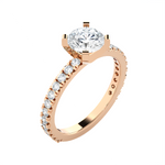Round Lab Grown Diamond Side Stone Engagement Ring