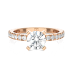 Round Lab Grown Diamond Side Stone Engagement Ring
