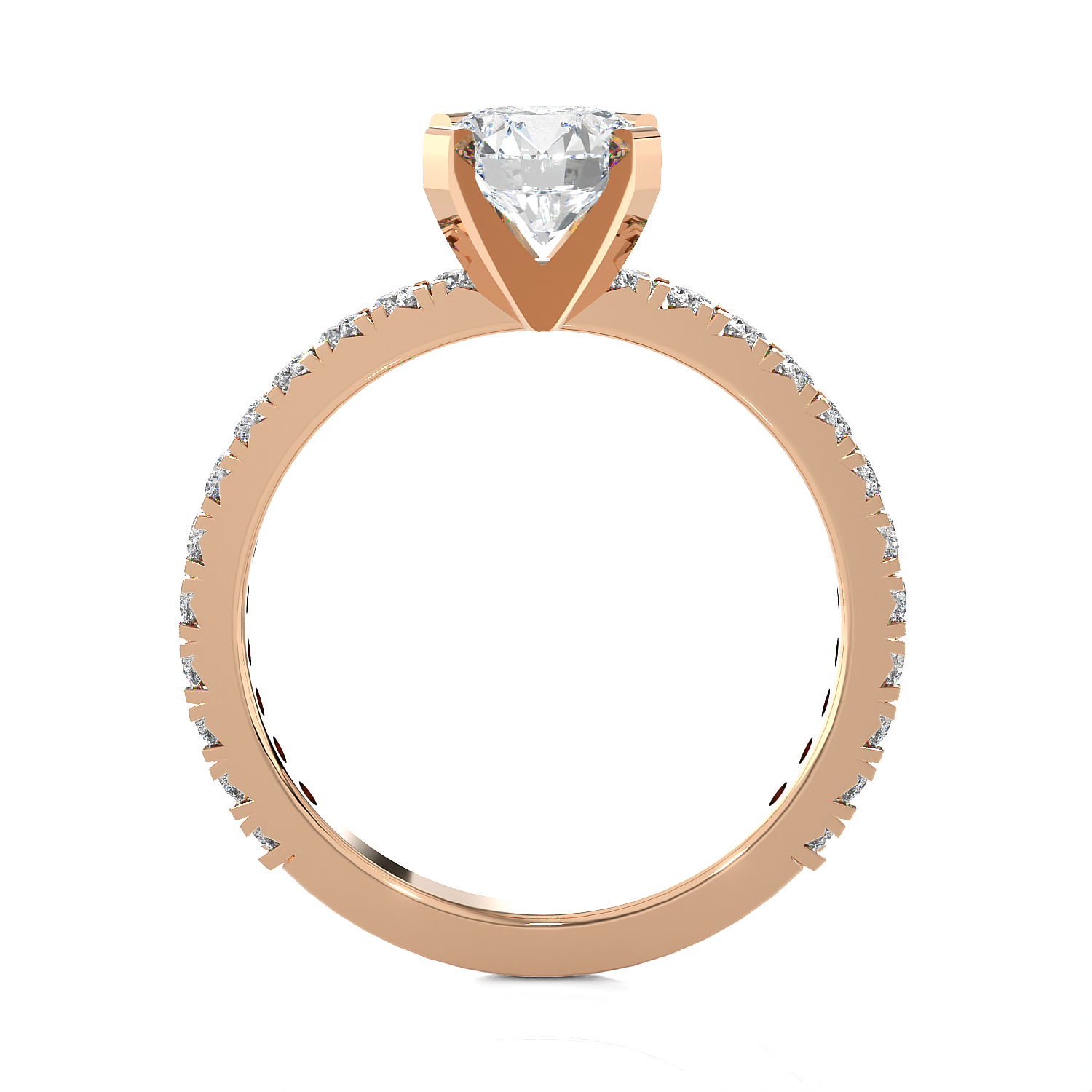 Round Lab Grown Diamond Side Stone Engagement Ring