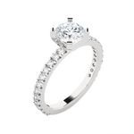 Round Lab Grown Diamond Side Stone Engagement Ring