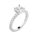 Round Lab Grown Diamond Side Stone Engagement Ring