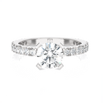 Round Lab Grown Diamond Side Stone Engagement Ring