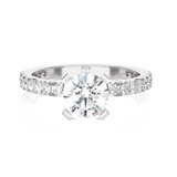 Round Lab Grown Diamond Side Stone Engagement Ring