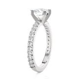 Round Lab Grown Diamond Side Stone Engagement Ring