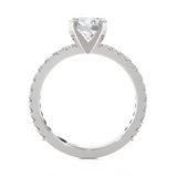 Round Lab Grown Diamond Side Stone Engagement Ring