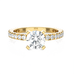 Round Lab Grown Diamond Side Stone Engagement Ring