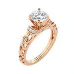 Round Lab Grown Diamond Side Stone Engagement Ring