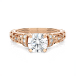 Round Lab Grown Diamond Side Stone Engagement Ring