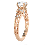 Round Lab Grown Diamond Side Stone Engagement Ring