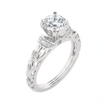Round Lab Grown Diamond Side Stone Engagement Ring