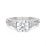 Round Lab Grown Diamond Side Stone Engagement Ring