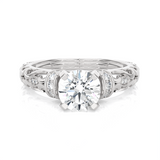 Round Lab Grown Diamond Side Stone Engagement Ring
